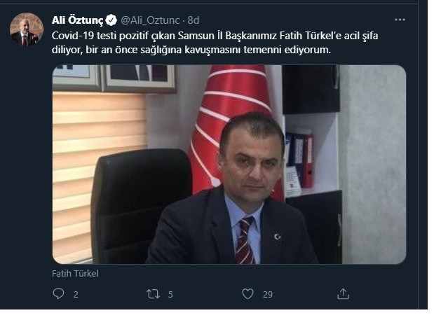 CHP Samsun İl Başkanı Fatih Türkel koronavirüse yakalandı - Resim : 1