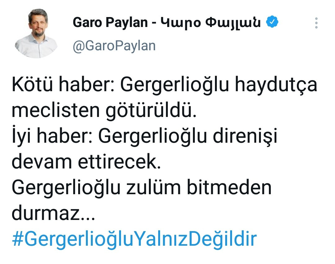 Garo Paylan'dan Gergerlioğlu'nun gözaltına alınmasına tepki: 'Direnişi devam edecek' - Resim : 1