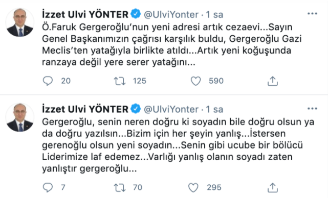 MHP'li Yönter'den 'Gergerlioğlu' paylaşımı: Gereği yapılmış... - Resim : 1