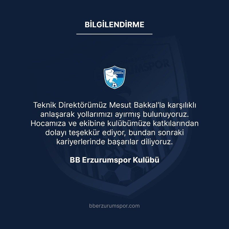 Erzurumspor Mesut Bakkal ile yollarını ayırdı! - Resim : 1