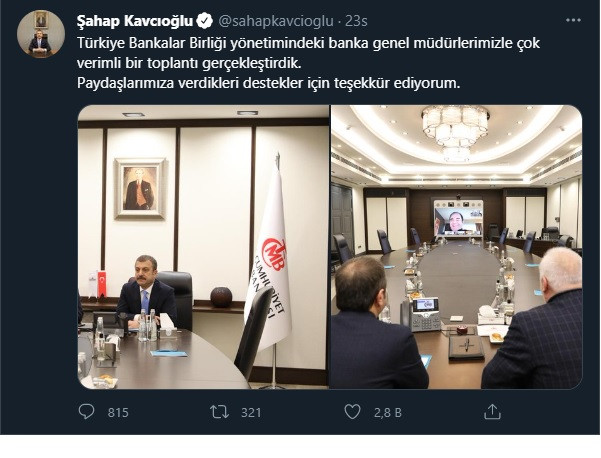 Merkez Bankası Başkanı Şahap Kavcıoğlu ilk toplantısını bankacılarla yaptı - Resim : 1