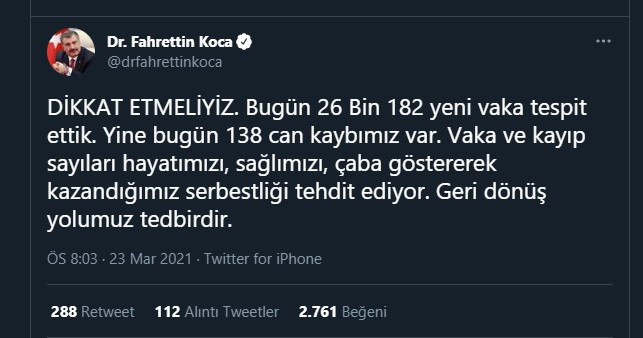 Fahrettin Koca: Dikkat etmeliyiz! - Resim : 1