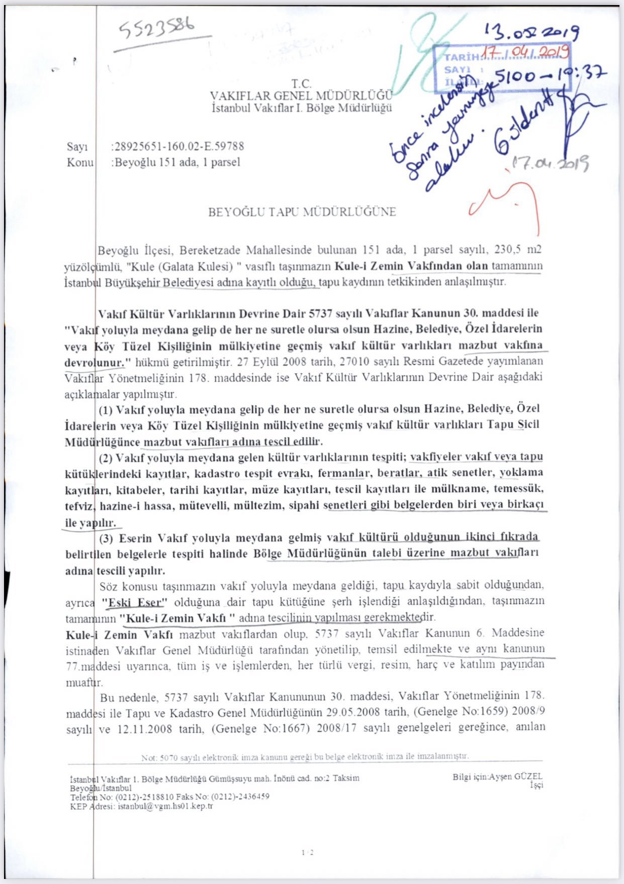 Mülkiyeti 150 yıldır İBB'de olan Galata Kulesi, Kule-i Zemin Vakfı'na devredildi - Resim : 1