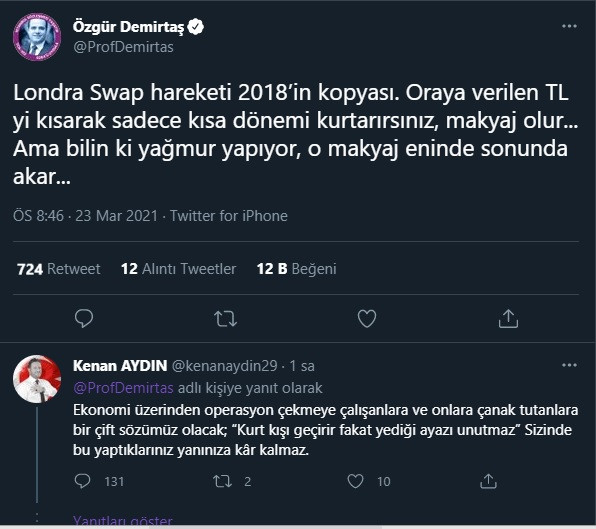 AKP ilçe başkan yardımcısından ekonomist Özgür Demirtaş'a tehdit! - Resim : 1