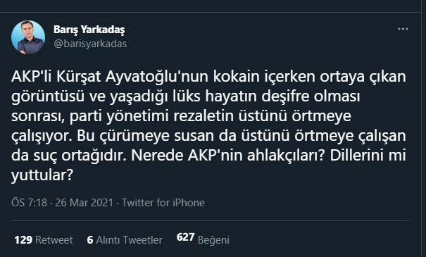 Barış Yarkadaş: 'AKP' yöneticileri dilini mi yuttu?' - Resim : 1