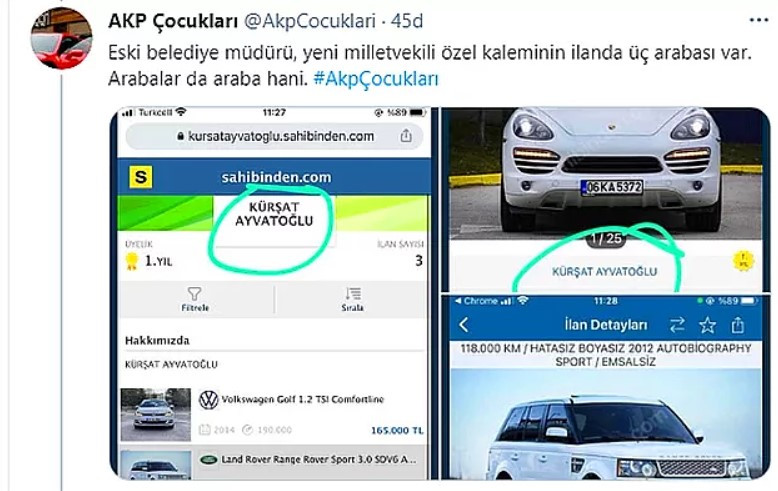'Kokain'in ardından AKP'li 'büro personeli' Kürşat Ayvatoğlu'nun milyonluk arabaları da sosyal medyayı salladı - Resim : 1