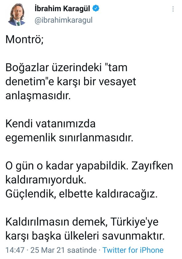 Yandaş Yeni Şafak yazarı Montrö'yü hedef aldı: Güçlendik, elbette kaldıracağız! - Resim : 1