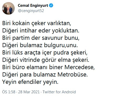 Cemal Enginyurt'tan AKP'ye 'kokain değil pudra şekeriydi' tepkisi - Resim : 1