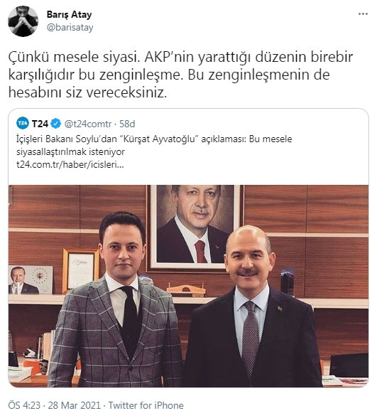 Barış Atay'dan Süleyman Soylu'ya 'Kürşat Ayvatoğlu' tepkisi - Resim : 2