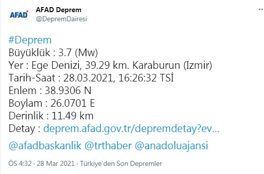 İzmir'de 3,7 büyüklüğünde deprem - Resim : 1