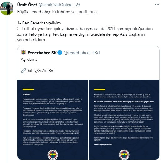 Ümit Özat'tan Fenerbahçe'nin açıklamasına Aziz Yıldırım göndermeli 3 maddelik yanıt - Resim : 2