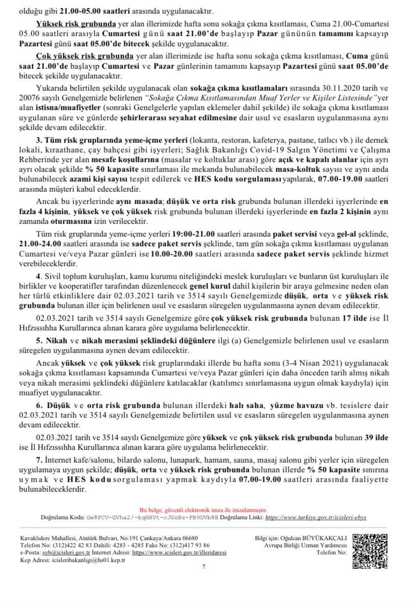 İçişleri Bakanlığı'ndan 81 ile koronavirüs genelgesi: İşte yeni tedbir kararları - Resim : 2