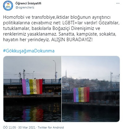 Galata Köprüsü'nde gökkuşağı bayrağı açtılar - Resim : 1