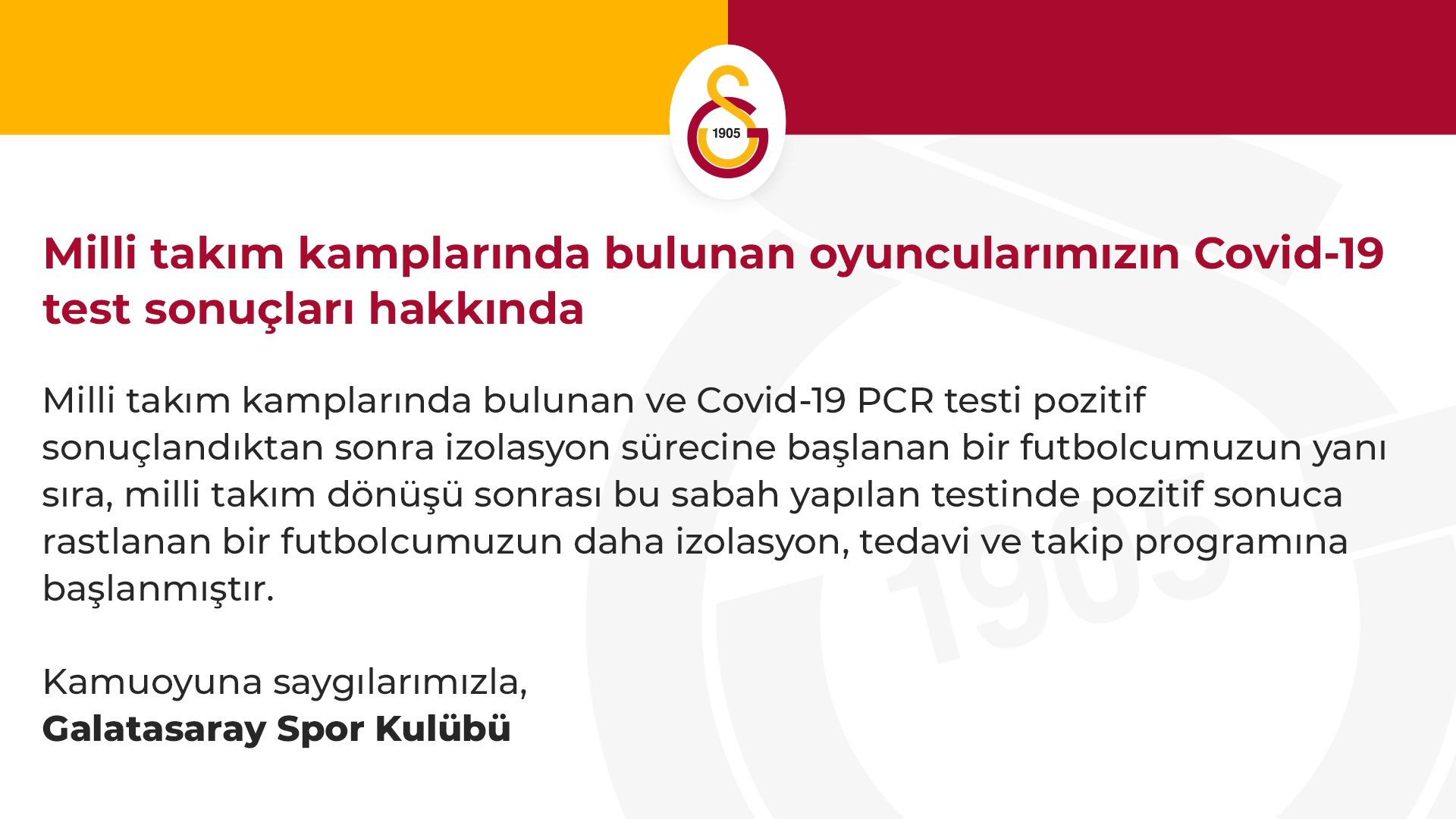 Galatasaray'da Milli Takım kampından dönen iki futbolcu koronavirüse yakalandı - Resim : 1