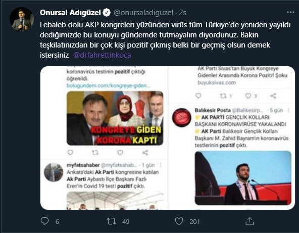 CHP'li vekilden Fahrettin Koca'ya 'kongre sonrası koronavirüse yakalanan AKP'liler listesi' - Resim : 1