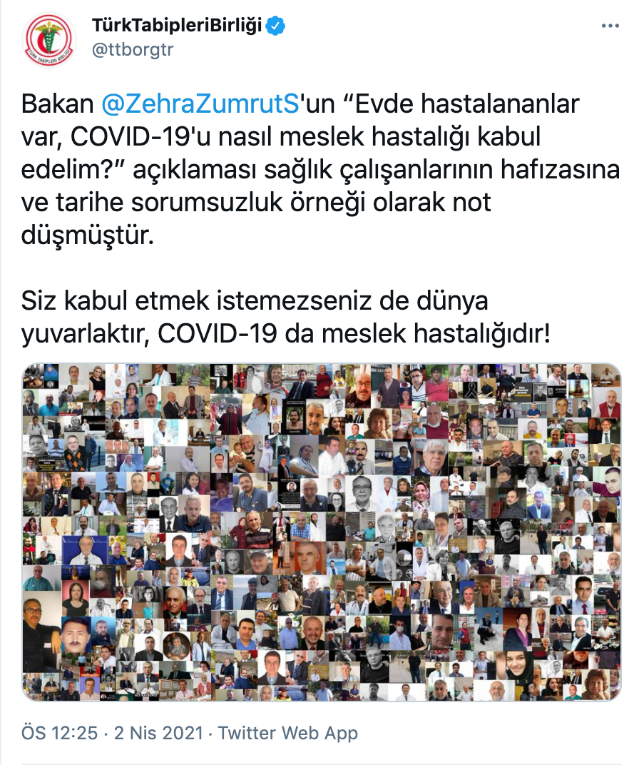 TTB'den Bakan Selçuk'a sert yanıt: Siz kabul etmeseniz de koronavirüs meslek hastalığıdır! - Resim : 1