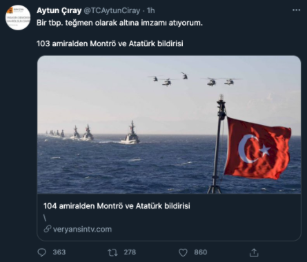 İYİ Partili Aytun Çıray'dan 103 emekli amiralin bildirisine destek - Resim : 1