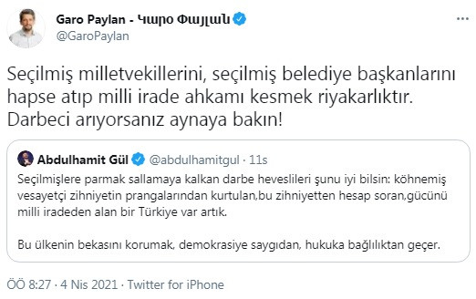 HDP'li Garo Paylan'dan Abdülhamit Gül'e: Darbeci arıyorsanız aynaya bakın - Resim : 1