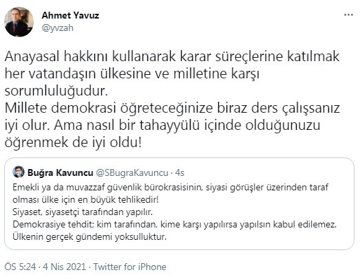 Ahmet Yavuz'dan Buğra Kavuncu'ya: Millete demokrasi öğreteceğinize biraz ders çalışsanız iyi olur - Resim : 1