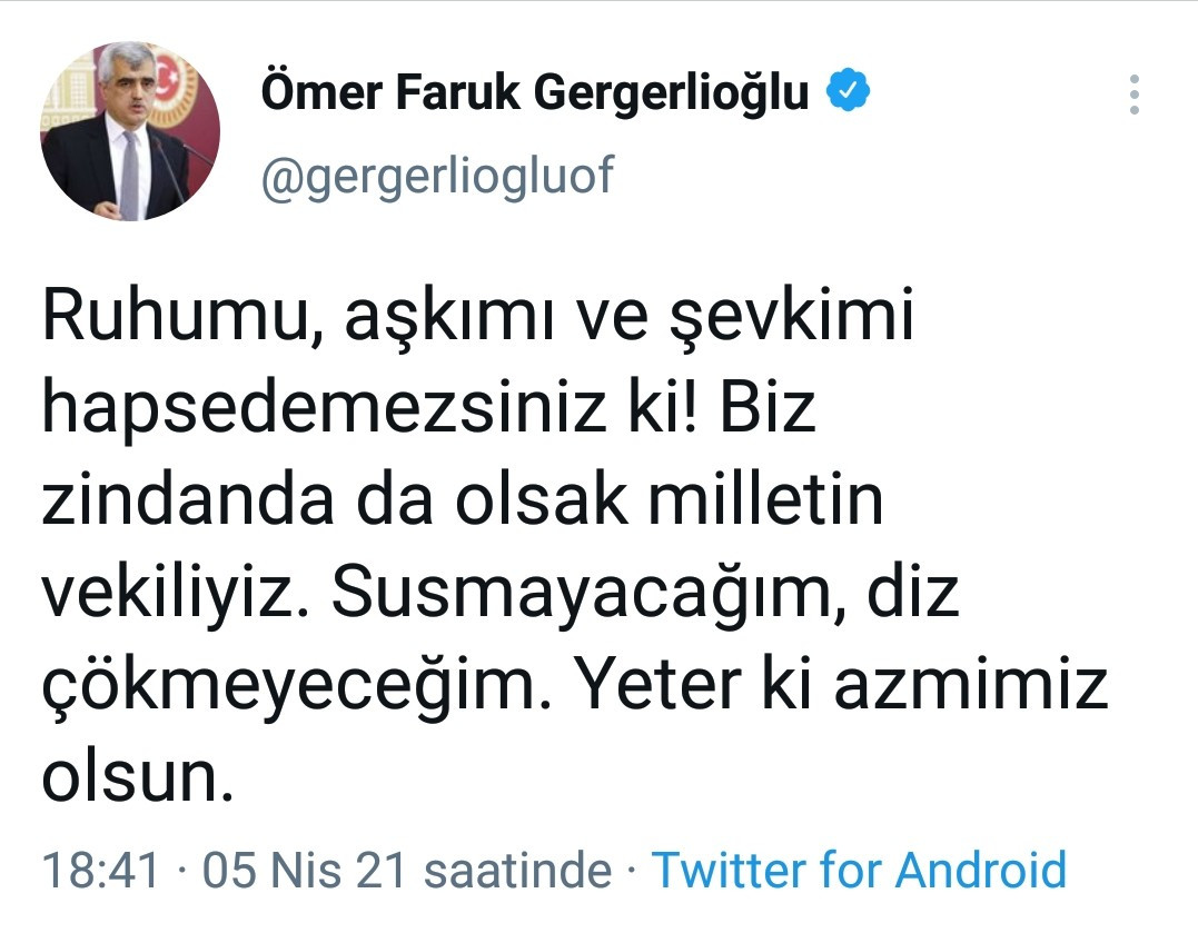 Tutuklanan Ömer Faruk Gergerlioğlu'ndan açıklama: 'Biz zindanda da olsak milletin vekiliyiz' - Resim : 2