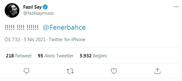 Fazıl Say'dan yeni Fenerbahçe paylaşımı - Resim : 1