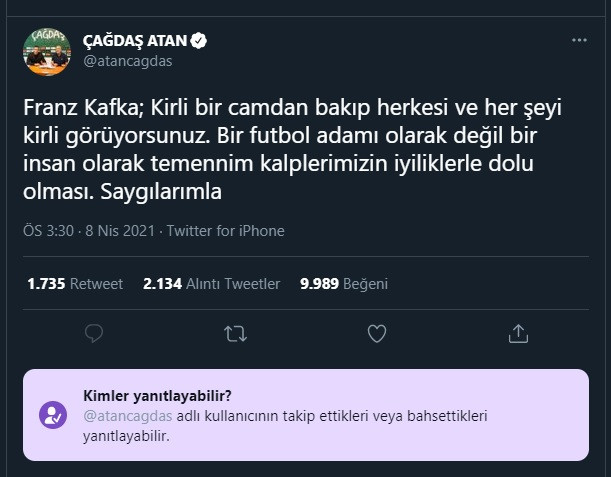 Çağdaş Atan 'cevap verme'yi kapatıp Beşiktaş maçı eleştirilerine yanıt verdi - Resim : 1