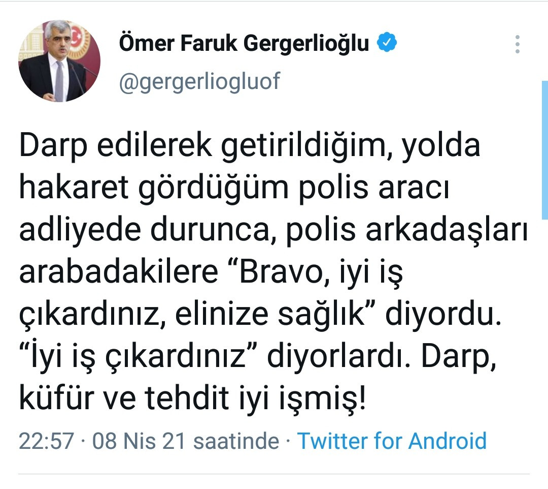 Tutuklu bulunan HDP'li Ömer Faruk Gergerlioğlu: 'İktidar ve muhalefetin sessiz kalan kısmı demokrasiyi ağzına almasın' - Resim : 2