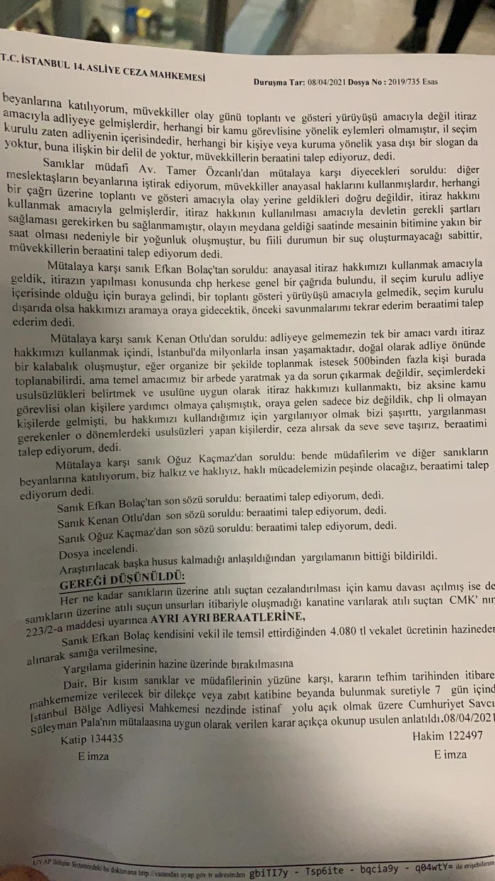 Referanduma itirazdan yargılanan CHP'liler hakkında karar - Resim : 2