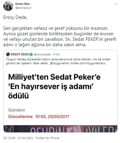 Sedat Peker'e yakınlığıyla bilinen isimden Ersoy Dede'ye çok sert sözler - Resim : 2