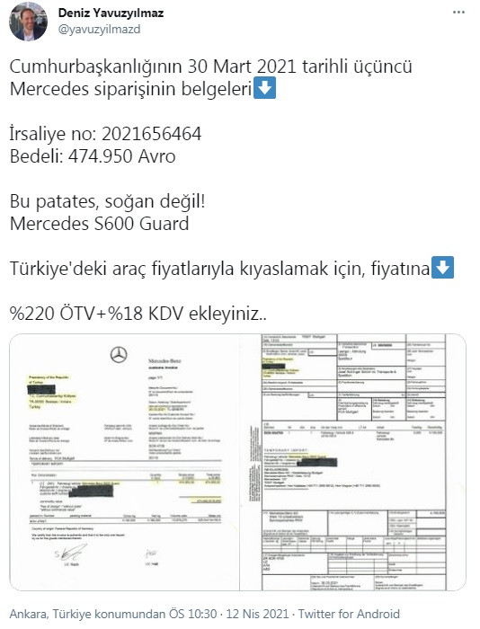 Erdoğan için alınan 3. makam aracının da fiyatı belli oldu: 'Bu patates, soğan değil! Mercedes S600 Guard' - Resim : 2