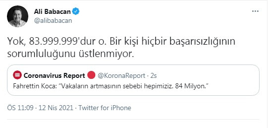 Ali Babacan'dan Fahrettin Koca'ya Erdoğan göndermeli çarpıcı yanıt - Resim : 1