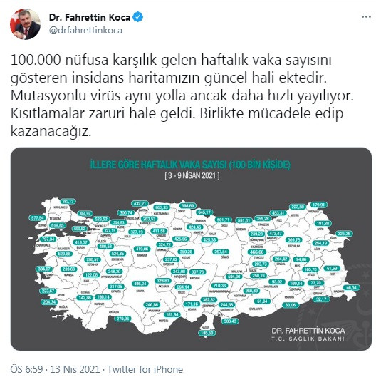 Fahrettin Koca haftalık vaka sayılarını açıkladı! İstanbul rekora koşuyor, Ankara ve İzmir ise... - Resim : 1