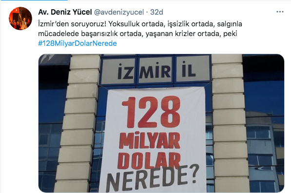 '128 milyar dolar nerede?' pankartı CHP İzmir'e de asıldı - Resim : 1