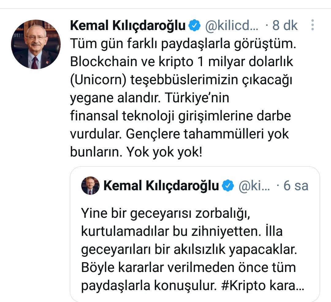 Kılıçdaroğlu'ndan 'kripto para yasağı'yla ilgili yeni paylaşım: 'Darbe vurdular' - Resim : 2