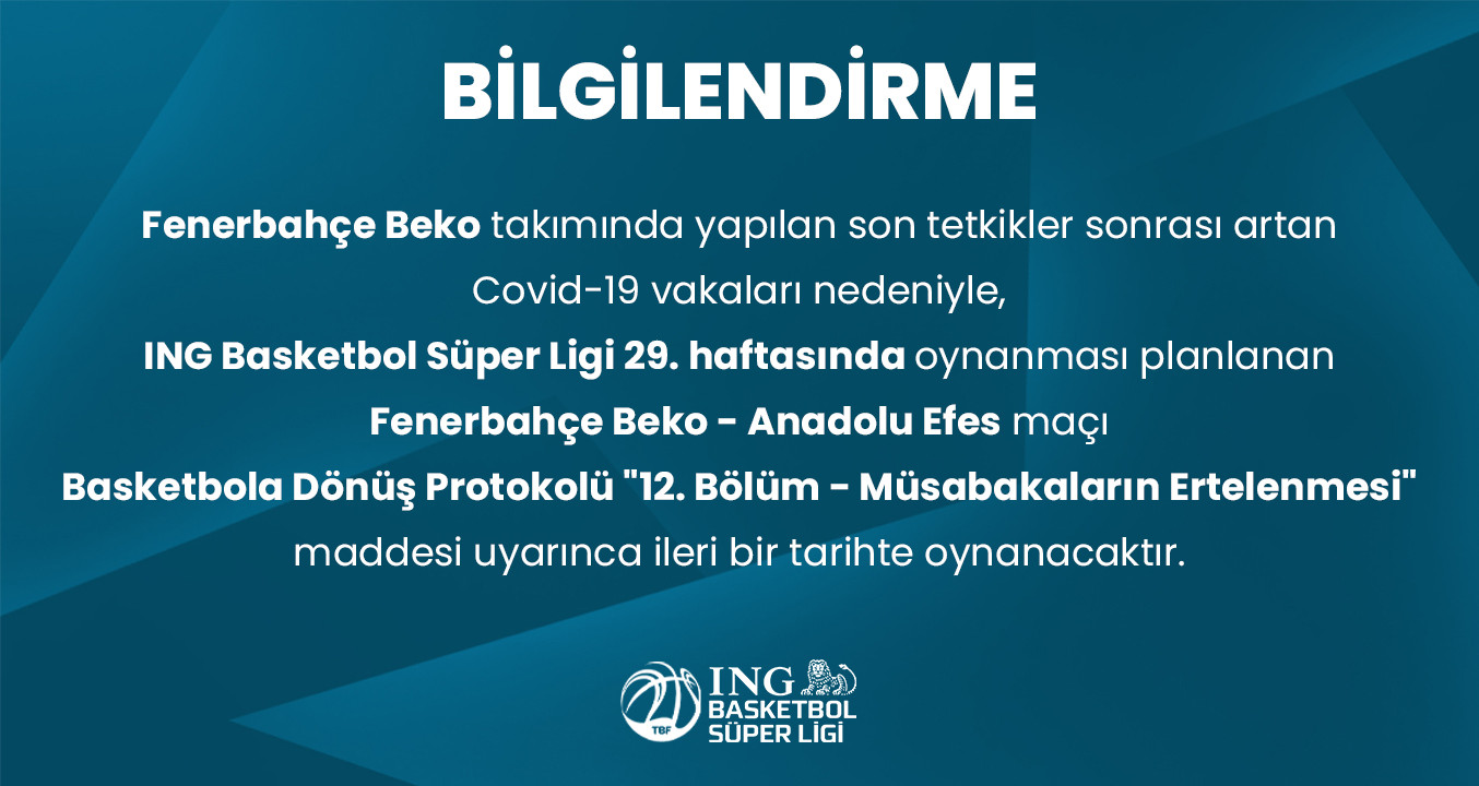 Fenerbahçe - Anadolu Efes karşılaşması ertelendi - Resim : 1