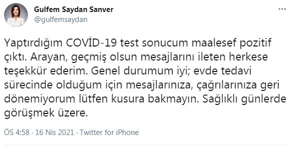 Dr. Gülfem Saydan Sanver koronavirüse yakalandı - Resim : 1