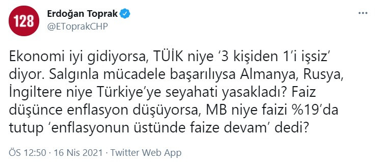 CHP'li Erdoğan Toprak, iktidarın yarattığı 'ekonomi iyi gidiyor' algısını bu sorularla çökertti - Resim : 1