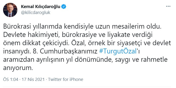 Kılıçdaroğlu, vefatının 28. yılında Turgut Özal'ı andı - Resim : 1