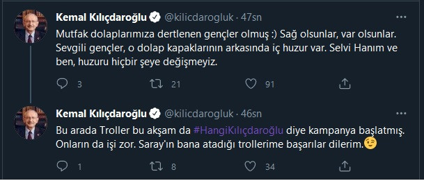 Kılıçdaroğlu adına açılan Twitter etiketini okudu: Saray'ın bana atadığı trollerime başarılar dilerim - Resim : 1