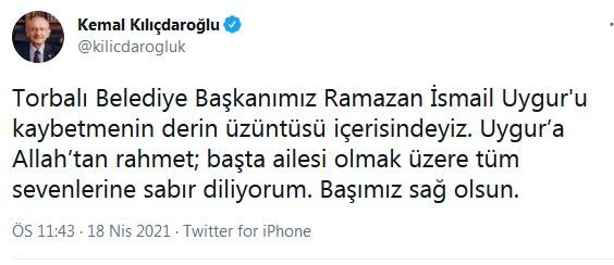 Kılıçdaroğlu: İsmail Uygur'u kaybetmenin derin üzüntüsü içerisindeyiz - Resim : 1