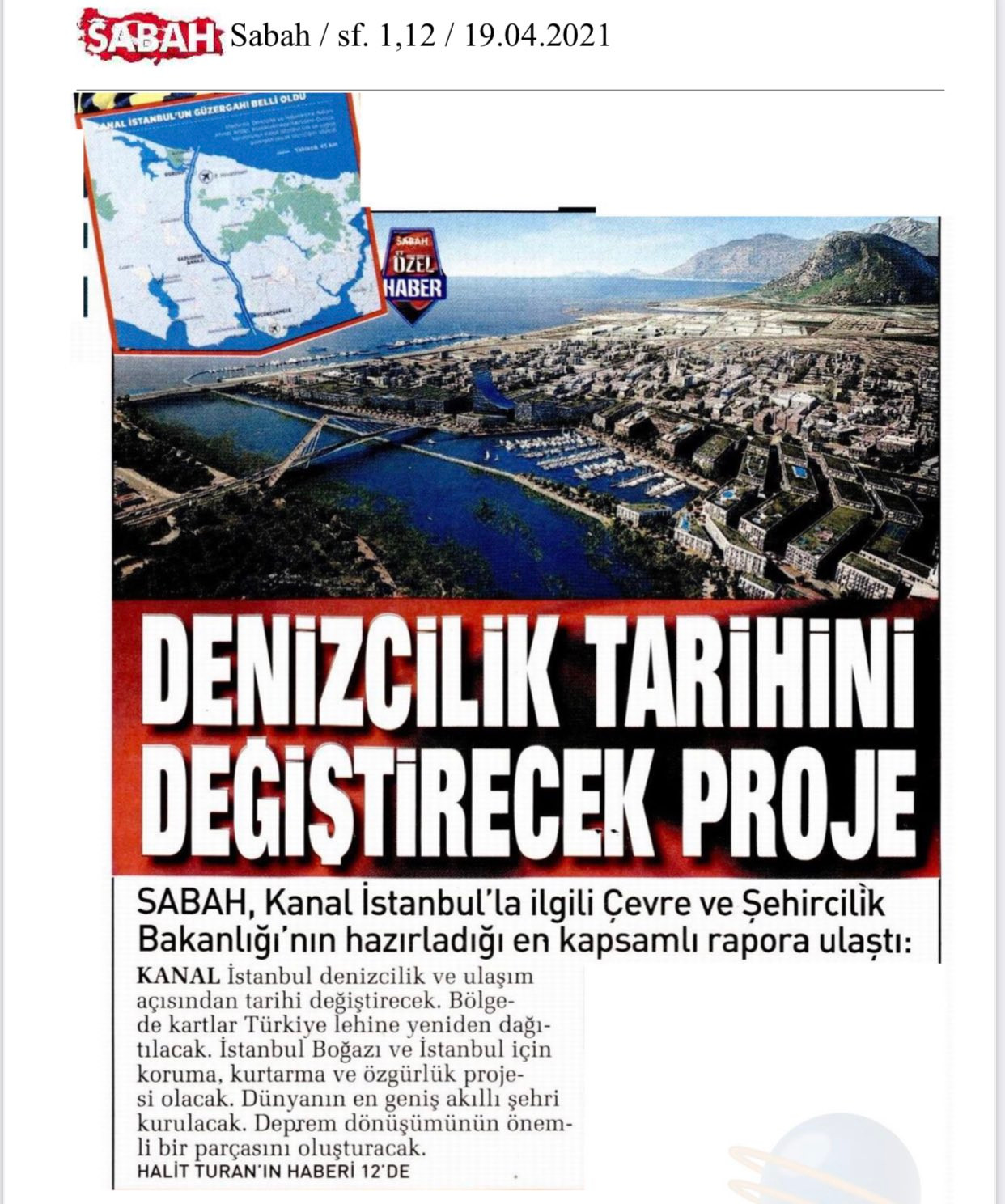 Sabah Gazetesi Kanal İstanbul diye, Boğaçayı projesinin fotoğrafını yayımladı - Resim : 1