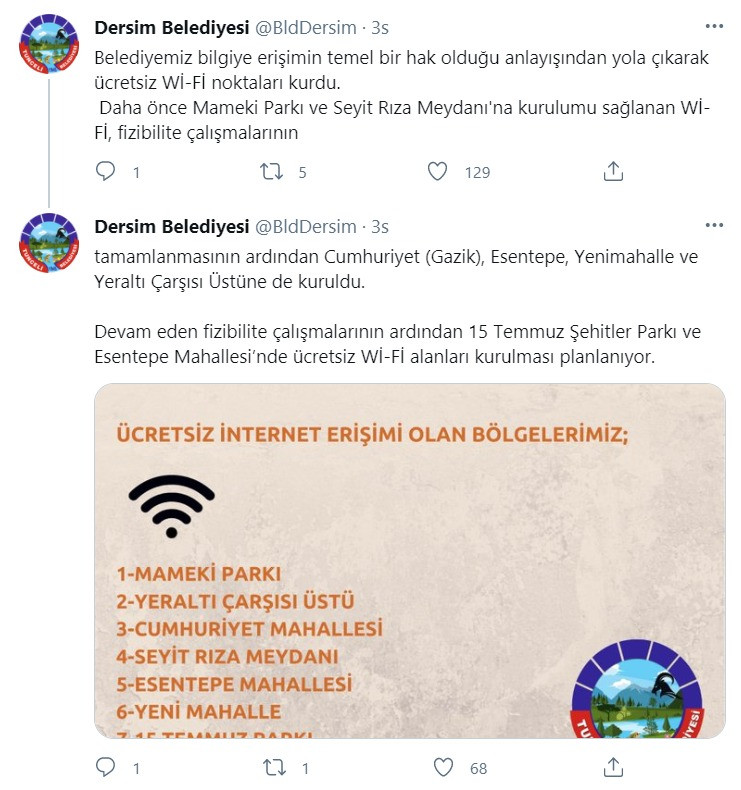 Tunceli Belediyesi, parasız internet hizmeti başlattı: 'Bilgiye erişim temel bir hak' - Resim : 1