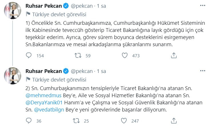 Dezenfektan skandalıyla gündeme gelmişti... Görevden alınan Ruhsar Pekcan'dan ilk açıklama - Resim : 1