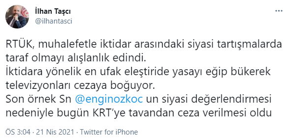 İlhan Taşcı: RTÜK, siyasi tartışmalarda taraf olmayı alışkanlık edindi - Resim : 1