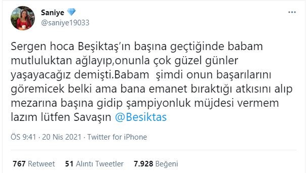 Beşiktaşlıları ağlatan mesaj - Resim : 1