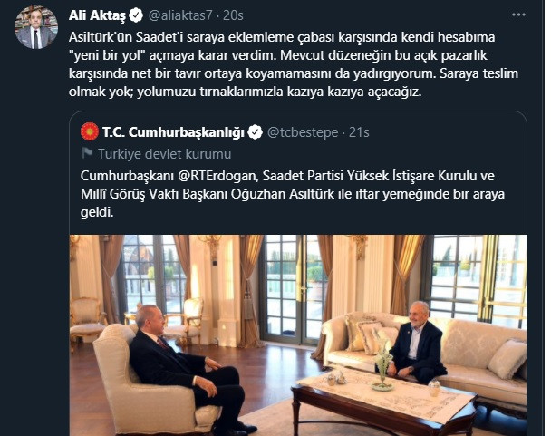 Tabandan tepki yağdı: Erdoğan ve Asiltürk'ün buluşması Milli Görüş'ü karıştırdı! - Resim : 1