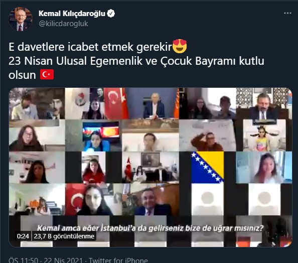 Kılıçdaroğlu'ndan videolu 23 Nisan mesajı: E davete icabet etmek gerekir - Resim : 1