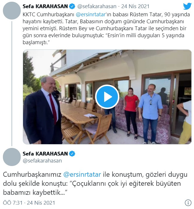 Kuzey Kıbrıs Cumhurbaşkanı Ersin Tatar'ın acı günü - Resim : 1