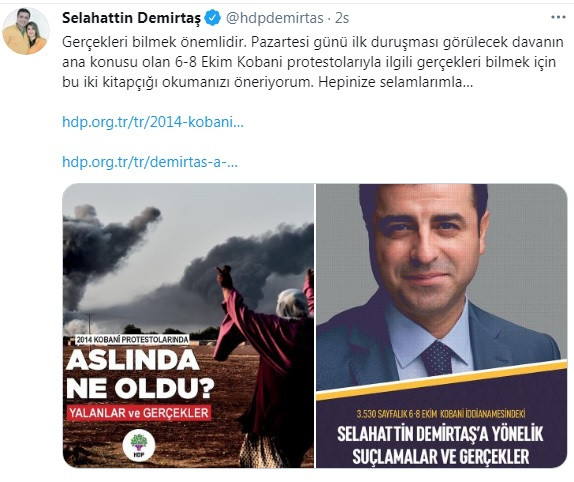 Selahattin Demirtaş'tan Kobani davası öncesi çağrı: Bu iki kitapçığı okumanızı öneriyorum - Resim : 1