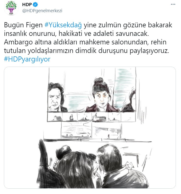Kobani duruşmasında mahkeme salonundan ilk çizim - Resim : 1